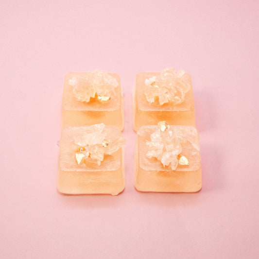 Mango cubes with guava jam filling.